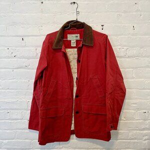 Vintage LL Bean Cotton Field Jacket Chore Coat Corduroy Collar